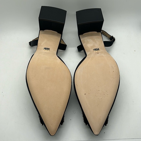 Badgley Mischka NIB “Emmie” Black Satin Crystal Buckle Slingback Sandals *Sz 9* - Picture 8 of 9